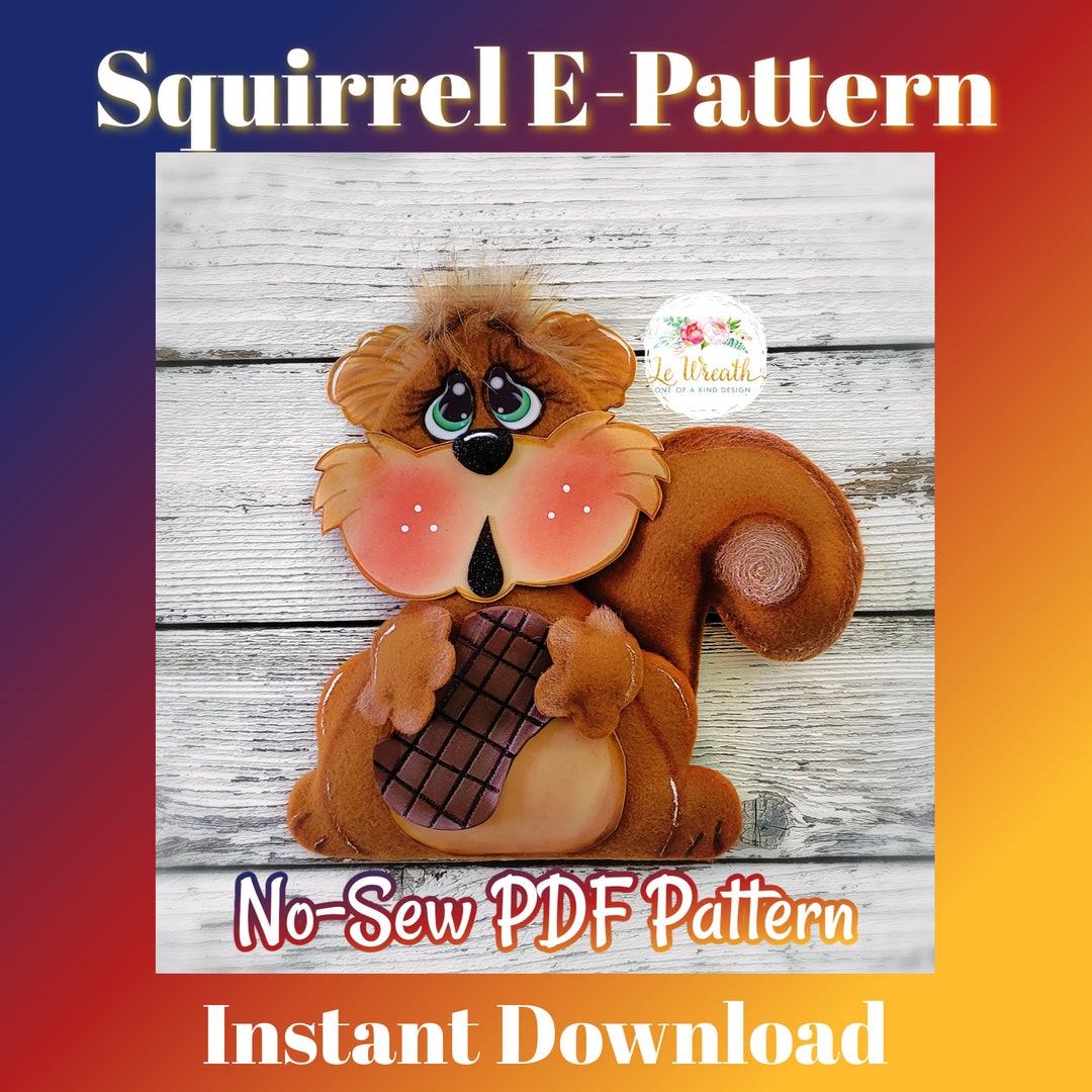 Square Squirrel Pattern No Sew Squirrel PDF Pattern, Fall Squirrel E-pattern, Squirrel Pattern ...