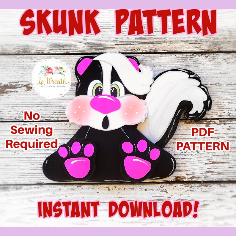 Skunk Pattern, Skunk PDF Pattern, No Sew E- Pattern, Valentine's Skunk ...