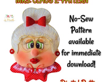 No Sew Mrs. Claus Head  Digital Pattern, Grandma  Head  DIY Pattern,  Granny  E-Pattern,  Mrs. Claus head DIY