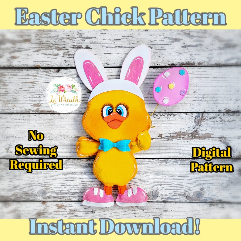 No Sew Easter Chick E-Pattern, Chicken PDF Pattern, Chicken Digital Pattern, Chicken Doll DIY Crafts, E-Pattern Chick image 1