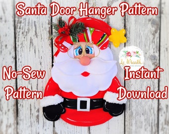 No Sew Santa Door Hanger Pattern, Santa Head  DIY Pattern, Santa E-Pattern, Santa Pattern, Santa Attachment, Noel E-Pattern, Santa Head