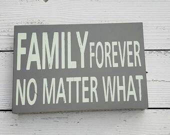 Family Forever Wall Decor,  Everyday Home Decor Sign,Farmhouse Style Wall Hanging, Wall plaque, Wreath Sign, Wreath Attachment