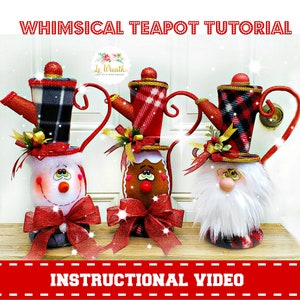 How to make a Whimsical Teapot design, Santa Gingerbread Frosty  DIY, Instructional video, Step by Step video  Tutorial, Wreath Attachment