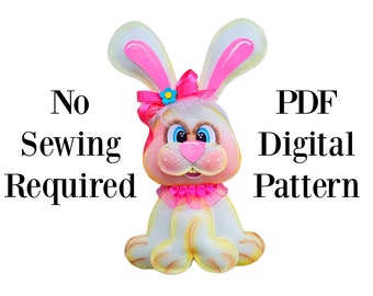 No Sew Easter Bunny E-Pattern, Bunny PDF Pattern, Bunny  Digital Pattern, Bunny Doll DIY Crafts,  E-Pattern Rabbit, Bunny Attachment DIY