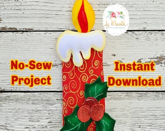 No Sew Candle Design Digital Pattern, Candle DIY  Pattern, Candle E-Pattern, Candle Themed Crafts, Candle Wreath Attachment