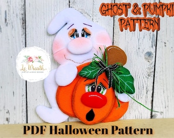 No Sew Halloween PDF Pattern, Ghost Pattern, Pumpkin Electronic Pattern, Ghost & Pumpkin Pattern, Ghost Pumpkin Wreath Attachment