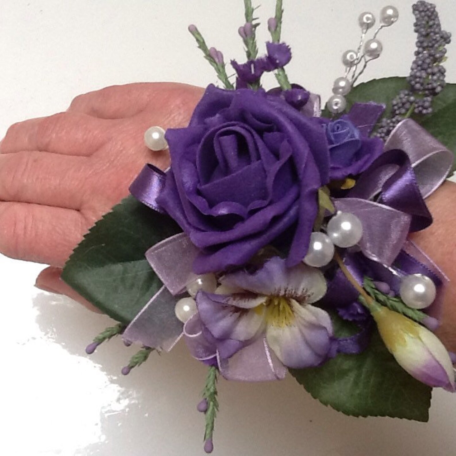 Purple / lilac wrist corsage wedding / prom/ dance Etsy
