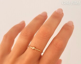 Anillo apilable Bolita anti-estrés chapado oro 14k| Anillo minimalista bola oro Anillo waterproof mujer Aro oro duradero cuenta deslizable