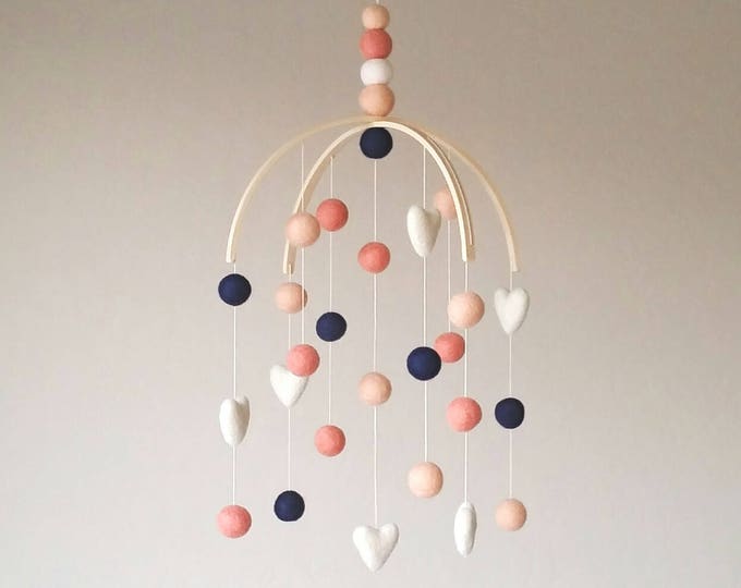 Baby Mobile : Coral and Navy Baby Mobile