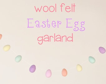Easter Egg Garland : Wool Felt Easter Egg Garland
