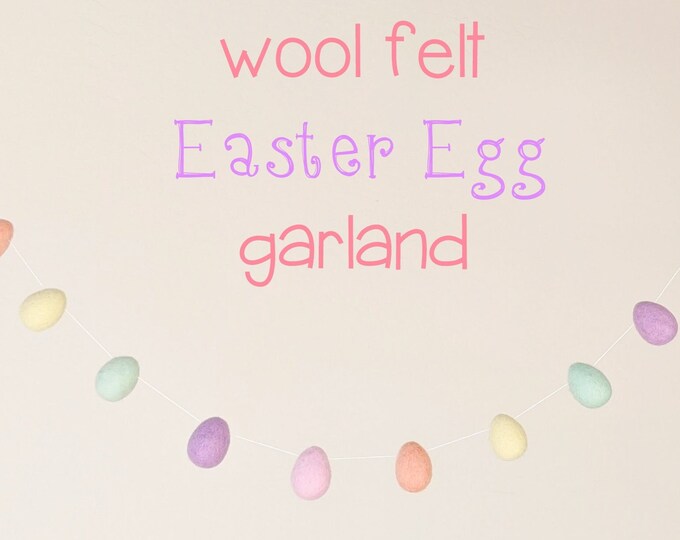 Easter Egg Garland : Wool Felt Easter Egg Garland