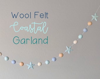 Wool Felt Coastal Garland : Coastal Beach Themed Decor