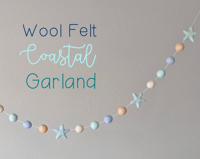 Wool Felt Coastal Garland : Coastal Beach Themed Decor