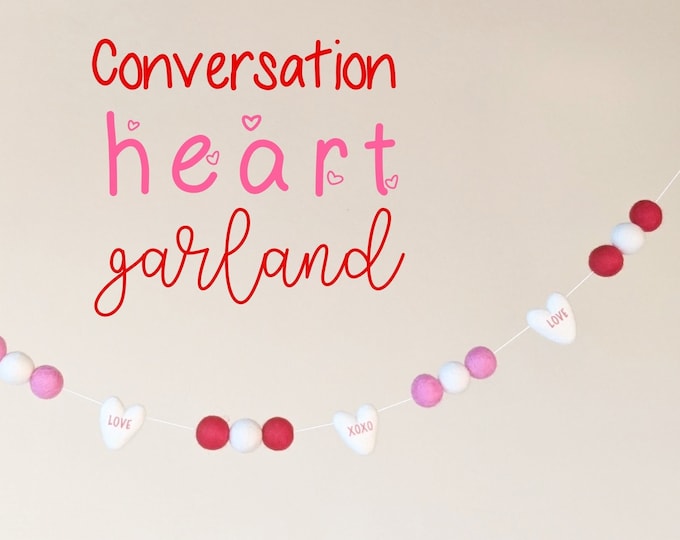 Valentines Heart Garland : Felt ball garland for Valentine's Day