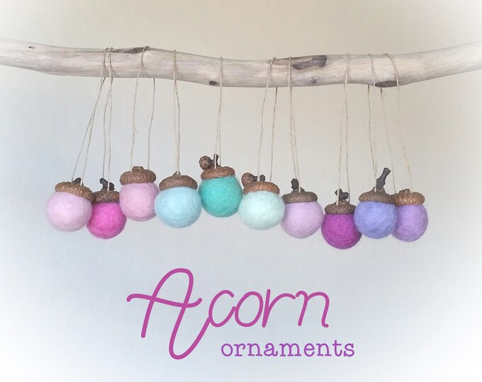 Acorn Christmas Ornaments : Felted Wool Acorn Christmas Ornaments