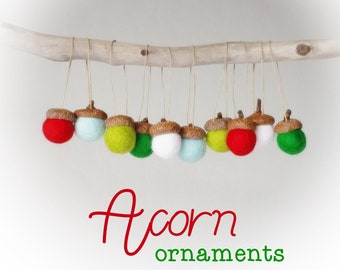 Acorn Christmas Ornaments : Felted Wool Acorn Ornaments