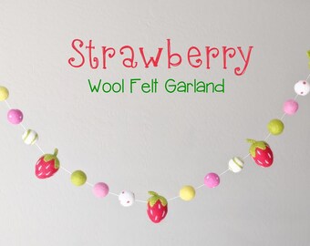 Wool Felt Garland : Wool Felt Strawberry garland