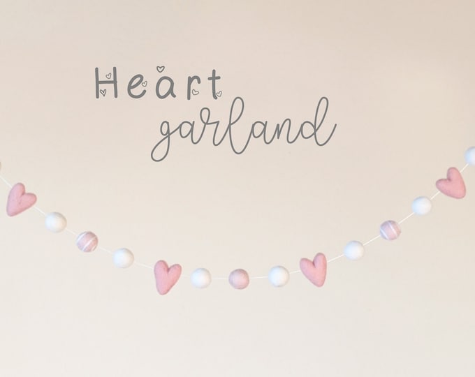 Wool Felt Heart Garland : Heart garland for Valentine's Day