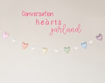 Valentines Heart Garland : Conversation Hearts garland for Valentine's Day