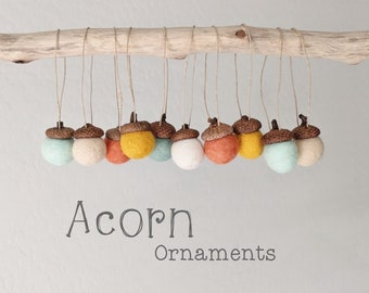 Acorn Ornaments : Felted Wool Acorn Ornaments