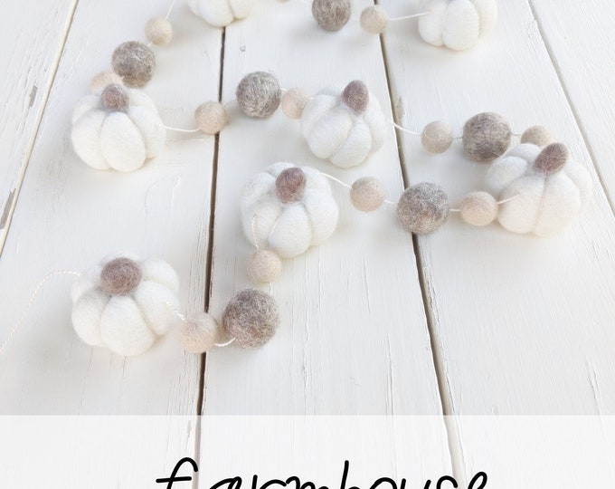 Felt Pumpkin Garland : Fall Farmhouse Garland