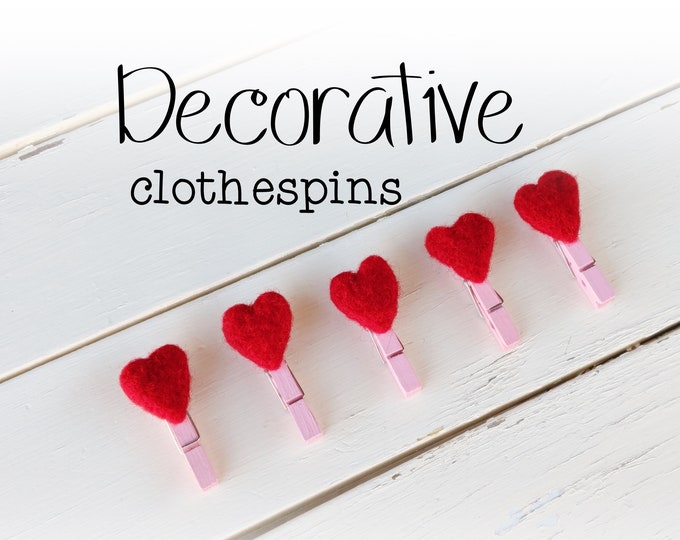 Decorative Clothespins - Heart Clothespins - Picture Display Pins