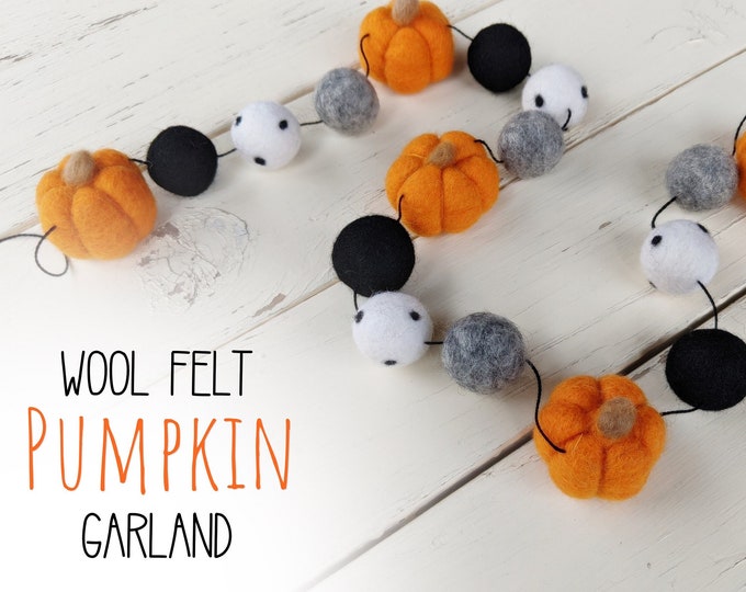 Pumpkin Garland : Felt Garland for Halloween