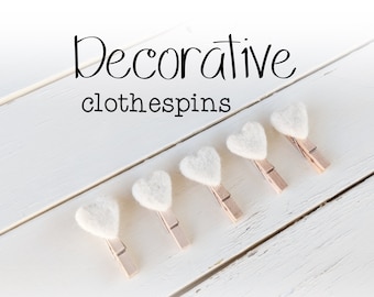 Decorative Clothespins - Heart Clothespins - Picture Display Pins