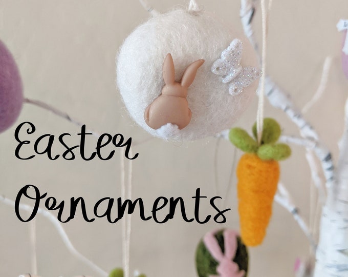 Whimsical Easter Ornaments : Felted Wool CARROT Ornaments