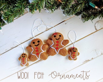 Gingerbread Christmas Ornaments: Wool Felt Gingerbread Ornaments