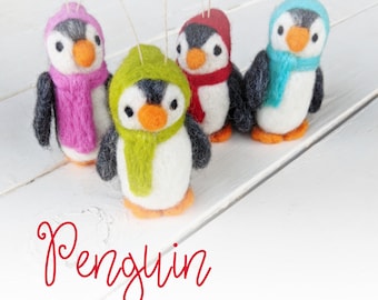Christmas Penguin Ornaments: Wool Christmas Ornaments