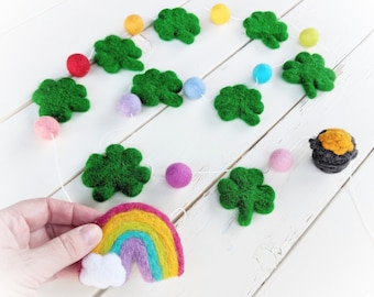 St. Patrick's Shamrock Garland : Felt ball garland for St. Patrick's Day