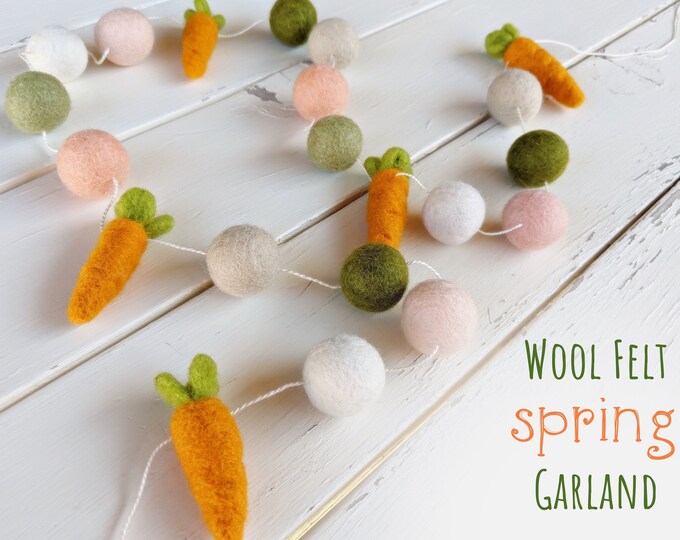 Wool Felt Carrot Garland for Spring : Wool Felt Spring Garland
