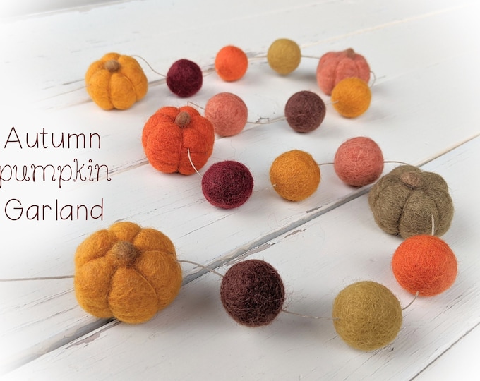 Fall Pumpkin Garland : Felt Garland for Autumn