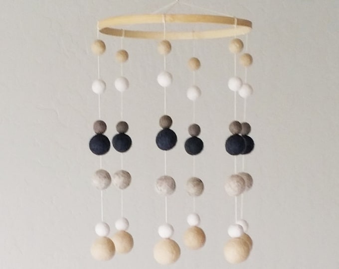Felt Ball Baby Mobile: Neutral Nursery Decor