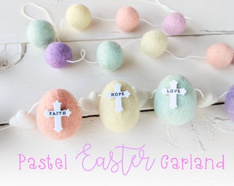 Easter Garland with eggs and hearts : Pastel Easter Garland