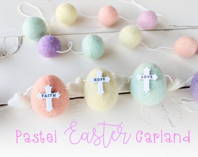 Easter Garland with eggs and hearts : Pastel Easter Garland
