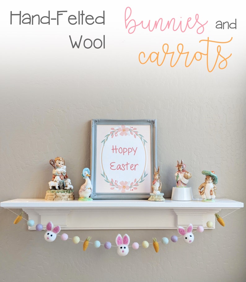 Felt Bunny Garland : Felt Garland With Bunnies and Carrots - Etsy
