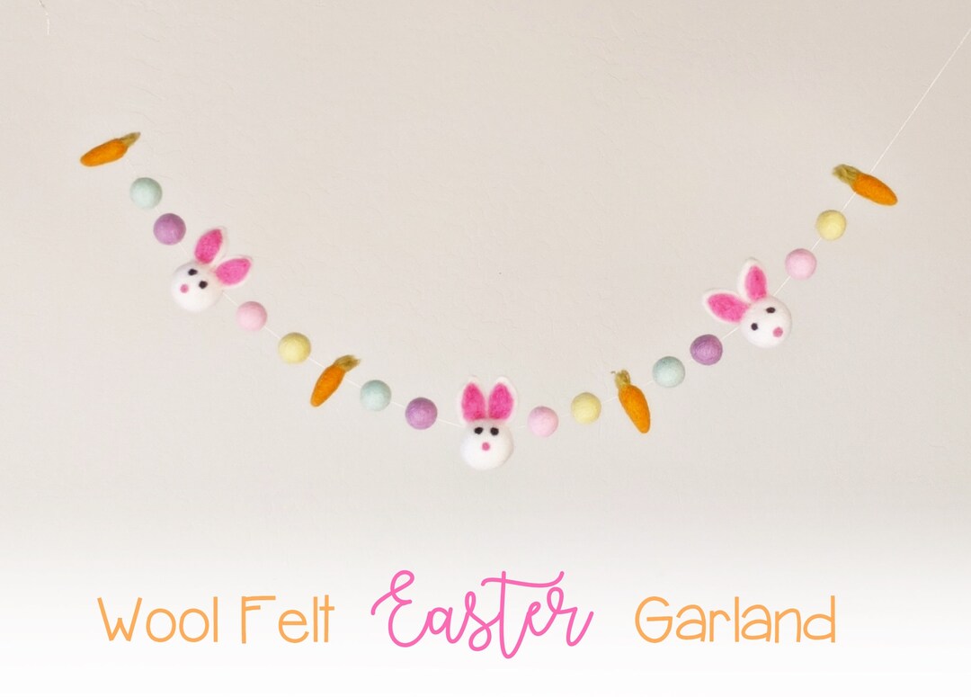 Felt Bunny Garland : Felt Garland With Bunnies and Carrots - Etsy