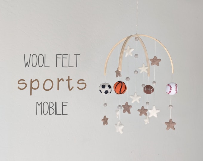 Deluxe Sports Baby Mobile : Wool Felt Sports Mobile