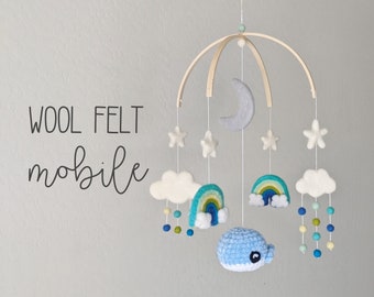 Rainbow Baby Mobile : Nautical Baby Mobile with blue whale