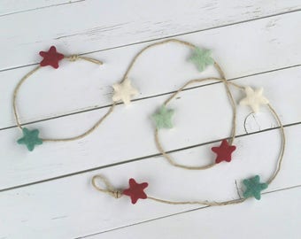 Christmas Card Holder , Card Holder , Christmas garland felted stars , Holiday Card Display , Merry Mail , Photo Display , Picture Display