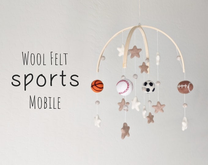 Deluxe Sports Baby Mobile : Wool Felt Sports Mobile