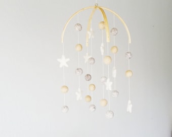 Baby Mobile : Night Sky baby mobile in whimsical gender neutral tones