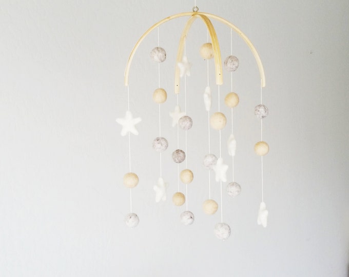 Baby Mobile : Night Sky baby mobile in whimsical gender neutral tones