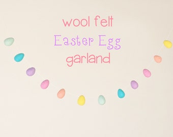 Easter Egg Garland : Wool Felt Easter Egg Garland in bright color palette