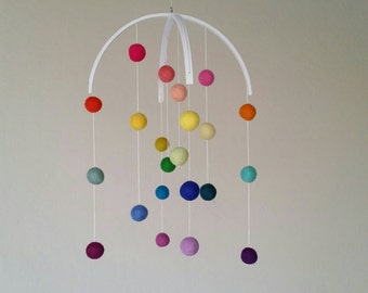 Baby Mobile : Rainbow Baby Mobile - felt poms only