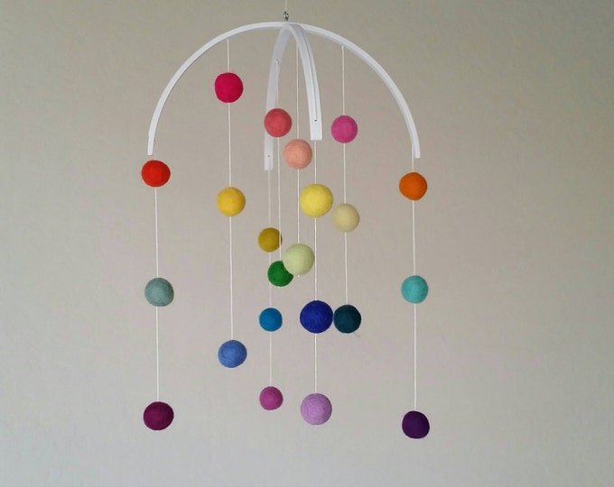 Baby Mobile : Rainbow Baby Mobile - felt poms only