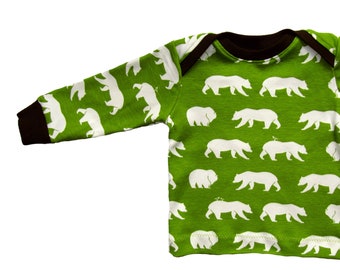 Bio Shirt Bären grün Langarm Baby Kinder Langarmshirt Babyshirt Junge Mädchen