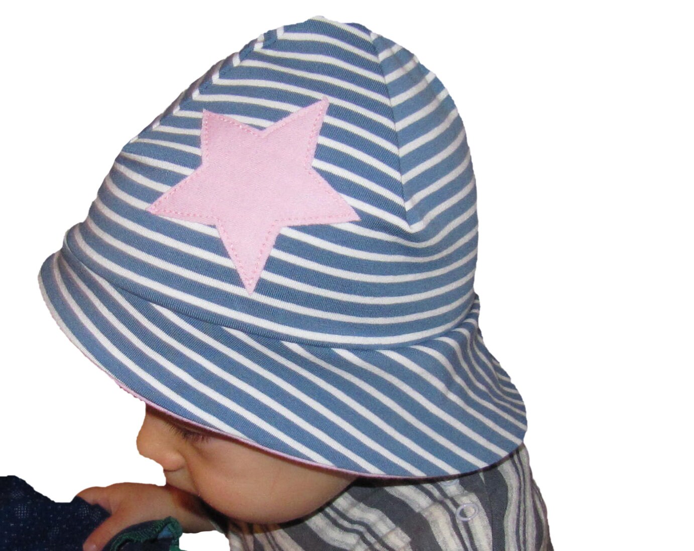 Sun Hat With Neck Protection Star White Summer Hat Baby Child Etsy